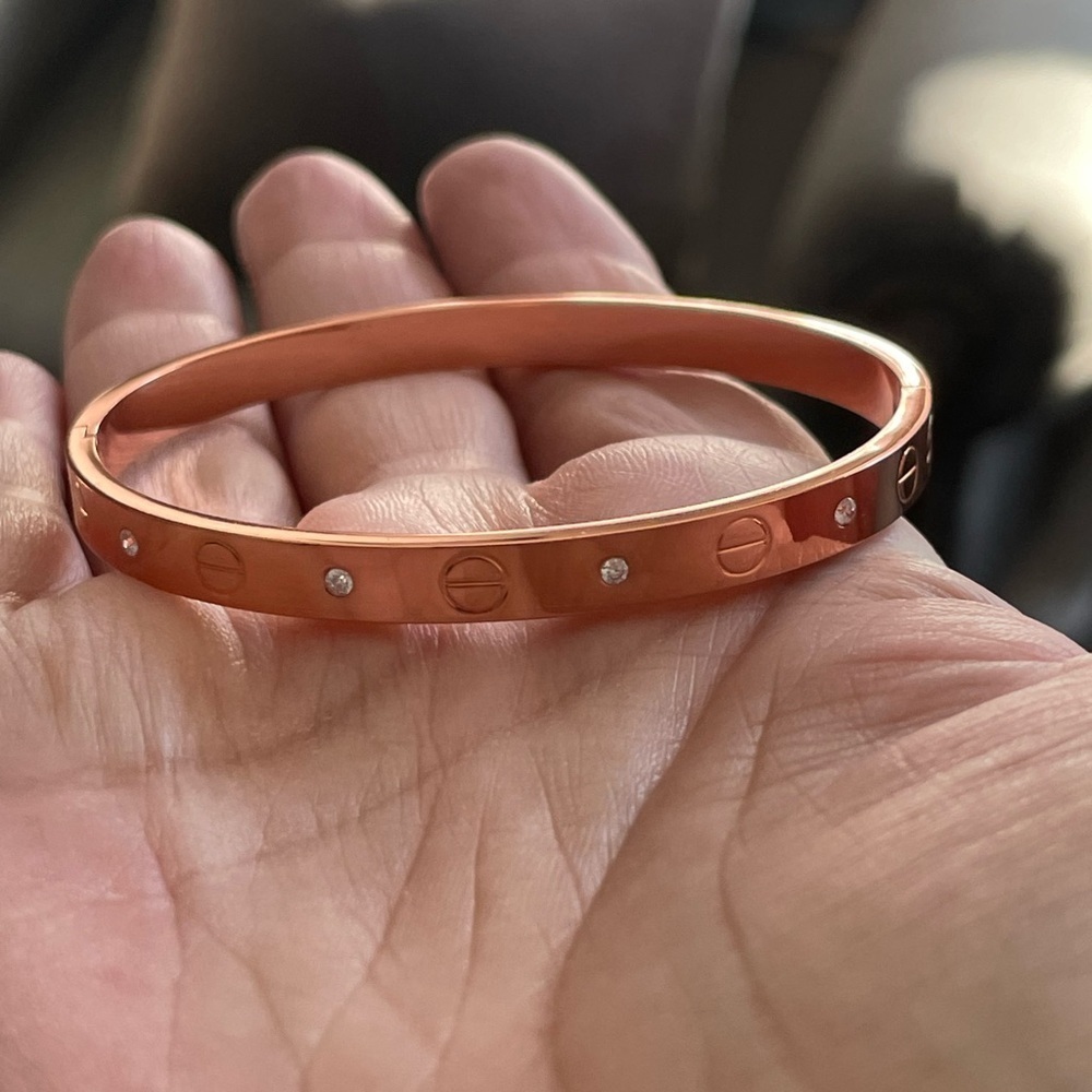 LUXURY ROSE GOLD SCREW BRACELET ZIRCONIA LOVE BANGLE BRACELET
